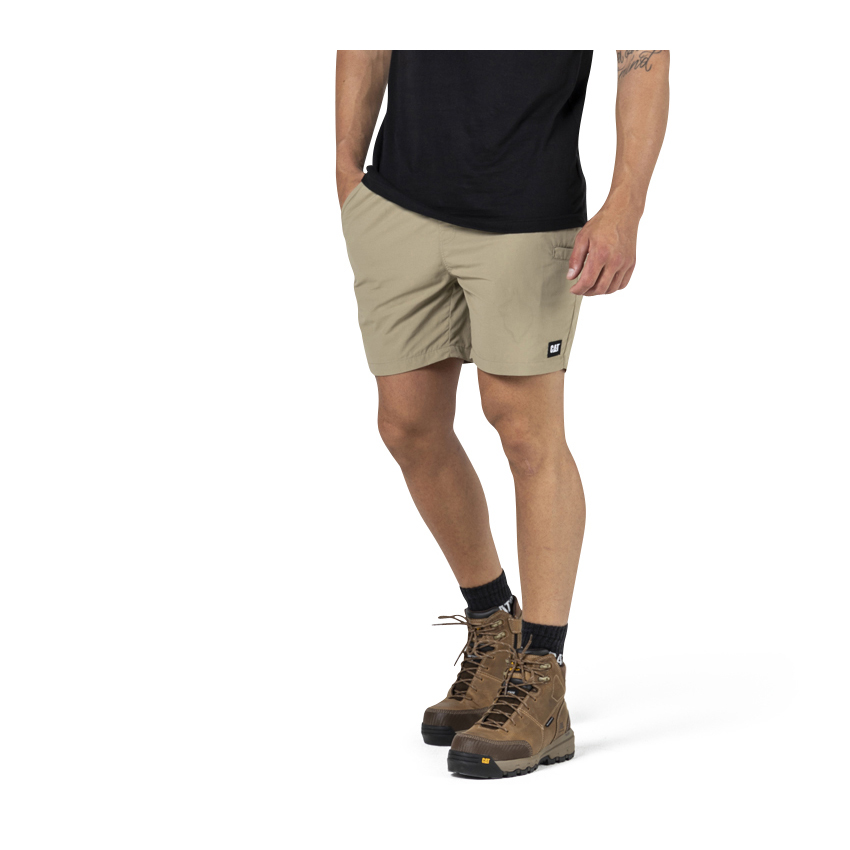 Men's Caterpillar Nylon Shorts Khaki Ireland MCVJ82063